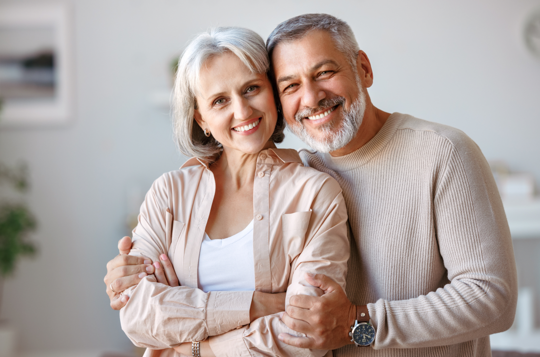 happy couple holding each other